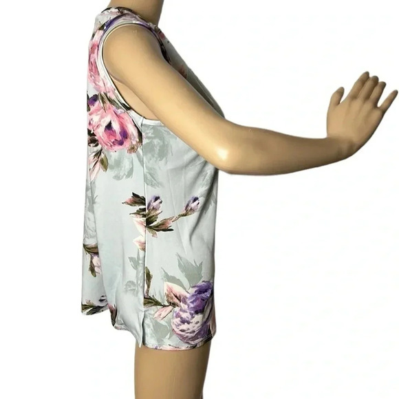 Y2K vintage, NWT, Blouse, women,Green,floral sleeveless,tie wrap,bow,V-neck,🇨🇦. - Picture 5 of 12